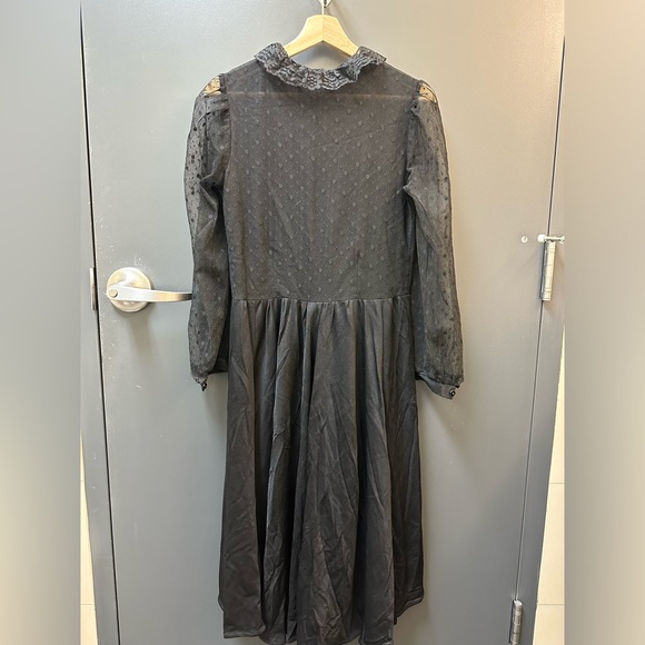 Vintage Sheer Fit & Flare Knee Length Little Black Dress - Picture 6 of 8